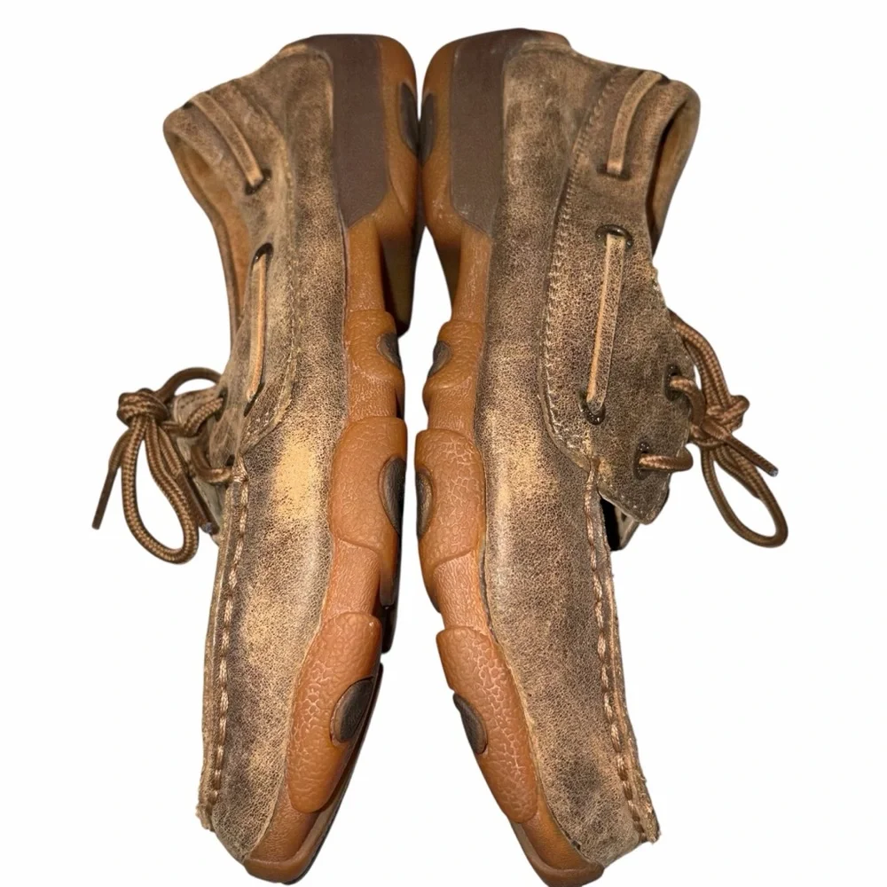 Twisted X Boy’s Brown Distressed Leather Cactus Short Moc Moccasins Loafers 3